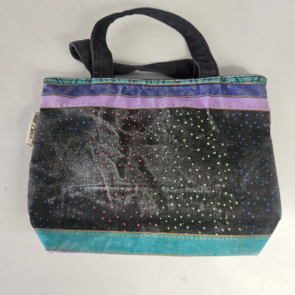 Vintage Laurel Burch‎ Tote Bag Small Dogs and Doggies Canvas Purse Colorful Art